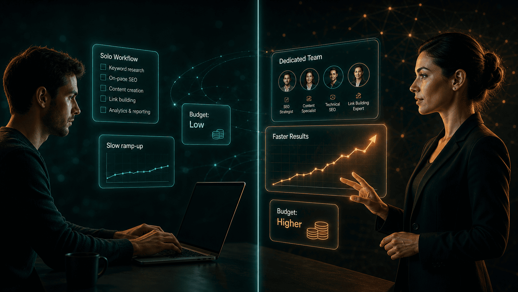 AI SEO Agency vs Doing It Yourself - How to Decide - Hero